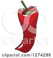 Clipart Of A Red Paprika Pepper Royalty Free Vector Illustration