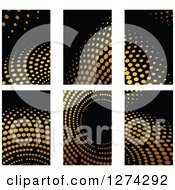 Clipart Of Gold Halftone Business Card Designs On Black Royalty Free Vector Illustration