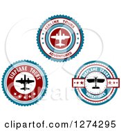 Poster, Art Print Of Red White And Blue Commercial Airliner And Small Plane Tour Circles 2