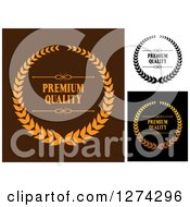 Clipart Of Premium Quality Designs On Brown White And Black Backgrounds Royalty Free Vector Illustration