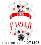 Clipart Of Casino Poker Chips And Playing Cards Royalty Free Vector Illustration