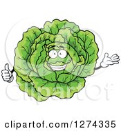 Poster, Art Print Of Presenting Cabbage Character Holding A Thumb Up