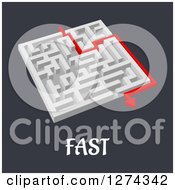 Poster, Art Print Of 3d White Maze With A Red Arrow Leading To The Way Out To Fast Text