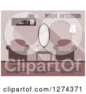 Clipart Of A Purple Toned Living Room Interior With Text Royalty Free Vector Illustration by Vector Tradition SM