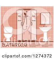 Clipart Of A Pink Bathroom Interior With Text Royalty Free Vector Illustration