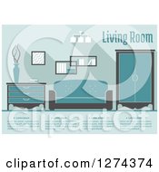 Poster, Art Print Of Blue Toned Living Room Interior With Text