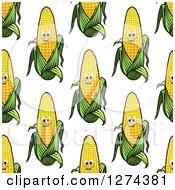 Poster, Art Print Of Seamless Background Pattern Of Happy Corn Characters
