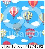 Poster, Art Print Of Seamless Background Pattern Of Hot Air Balloons And Sky