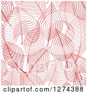 Seamless Background Pattern Of Red Skeleton Leaves
