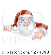 Poster, Art Print Of Santa Smiling And Pointing Down At A Christmas Sign