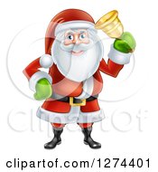 Poster, Art Print Of Santa Clause Ringing A Christmas Donation Charity Bell