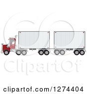 Poster, Art Print Of Christmas Santa Truck Driver In His Pajamas Pulling A Double Trailer