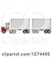 Poster, Art Print Of Christmas Santa Truck Driver Pulling A Double Trailer