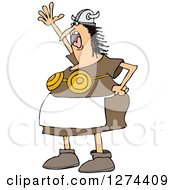 Poster, Art Print Of Mad Shouting Viking Woman In An Apron And Bra