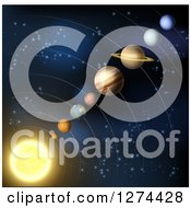Clipart Of Planets Of The Solar System And Stars Of Outer Space Royalty Free Vector Illustration by AtStockIllustration