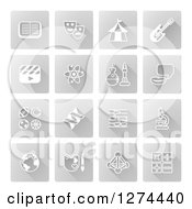 Poster, Art Print Of White Educational Subject Icons On Gray Squares