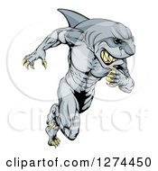 Poster, Art Print Of Muscular Shark Man Mascot Running