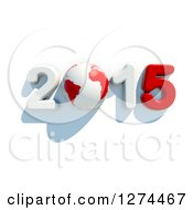 Poster, Art Print Of 3d Year 2015 And Earth In Red And White With A Shadow On A White Background