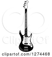 Clipart Of A Grayscale Bass Guitar Royalty Free Vector Illustration by Frisko