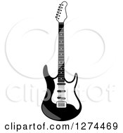 Clipart Of A Grayscale Electric Guitar Royalty Free Vector Illustration