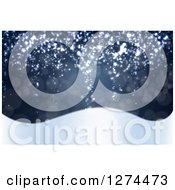 Poster, Art Print Of Blurred Christmas Background With Snow Hills And Flares