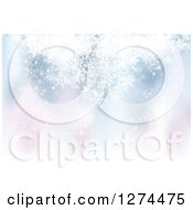 Clipart Of A Blurred Christmas Background With Lights And Snowflakes Royalty Free Vector Illustration by vectorace