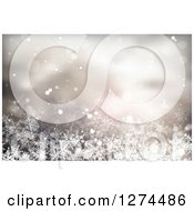 Clipart Of A Blurred Christmas Background With Lights And Snowflakes 4 Royalty Free Vector Illustration