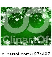 Poster, Art Print Of Green Christmas Background With Snowflakes