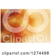 Clipart Of An Orange Christmas Background With Bokeh And Snowflakes Royalty Free Illustration