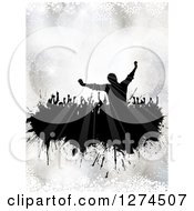 Poster, Art Print Of Silhouetted Crowd Of People Dancing Over Silver Bokeh And Snowflakes