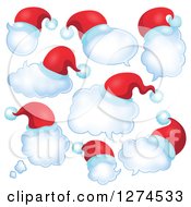 Poster, Art Print Of Christmas Santa Hats On Thought And Speech Bubbles