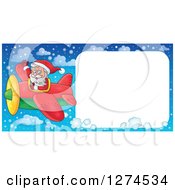 Poster, Art Print Of Christmas Santa Claus Flying A Plane And Waving With A Large Sign