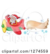 Poster, Art Print Of Christmas Santa Claus Flying A Plane And Waving With A Trailing Banner