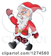 Poster, Art Print Of Christmas Santa Claus Walking And Waving