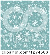 Poster, Art Print Of Seamless Green And White Winter Christmas Snowflake Background