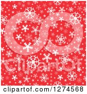 Poster, Art Print Of Clipart Of A  Seamless Red And White Winter Christmas Snowflake Background Royalty Free Vector Illustration