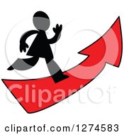 Poster, Art Print Of Black Silhouetted Man Running On A Red Arrow