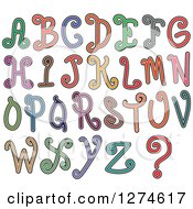 Poster, Art Print Of Colorful Curly Styled Capital Alphabet Letters