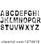 Clipart Of Black And White Capital Alphabet Letters With Heart Elements Royalty Free Vector Illustration