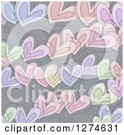 Clipart Of A Doodled Pastel Colorful Heart Valentines Day Love Background Royalty Free Illustration