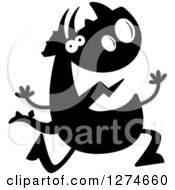 Clipart Of A Black And White Silhouetted Triceratops Dinosaur Running Royalty Free Vector Illustration