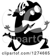 Clipart Of A Black And White Silhouetted Triceratops Dinosaur Running Scared Royalty Free Vector Illustration by Cory Thoman