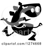 Clipart Of A Black And White Silhouetted Stegosaurus Dinosaur Chasing Royalty Free Vector Illustration by Cory Thoman