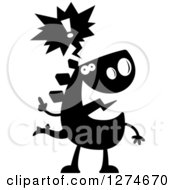 Clipart Of A Black And White Silhouetted Stegosaurus Dinosaur With An Idea Royalty Free Vector Illustration