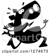 Clipart Of A Black And White Silhouetted Stegosaurus Dinosaur Running Scared Royalty Free Vector Illustration by Cory Thoman