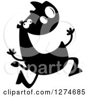 Poster, Art Print Of Black And White Silhouetted Rhinoceros Running Crazy
