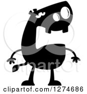 Poster, Art Print Of Black And White Silhouetted Depressed Hippo