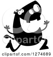 Poster, Art Print Of Black And White Silhouetted Happy Hippo Running