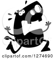 Poster, Art Print Of Black And White Silhouetted Hippo Running Scared