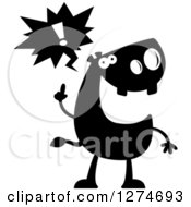 Clipart Of A Black And White Silhouetted Hippo With An Idea Royalty Free Vector Illustration